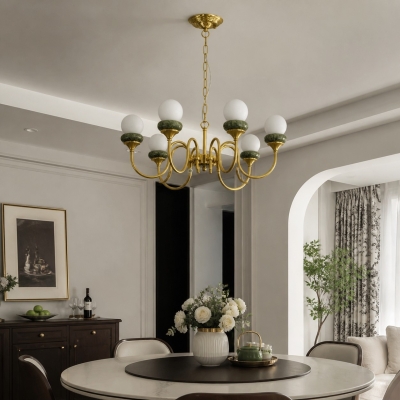Green Jade Loop-Arm Chandelier