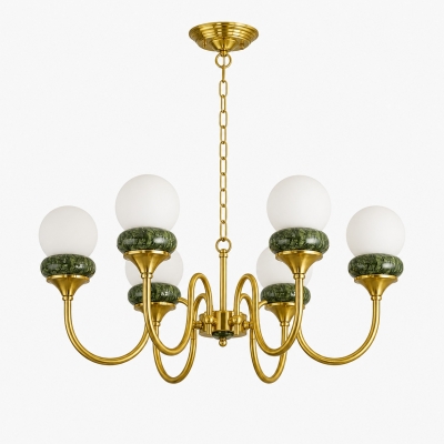 Green Jade Loop-Arm Chandelier