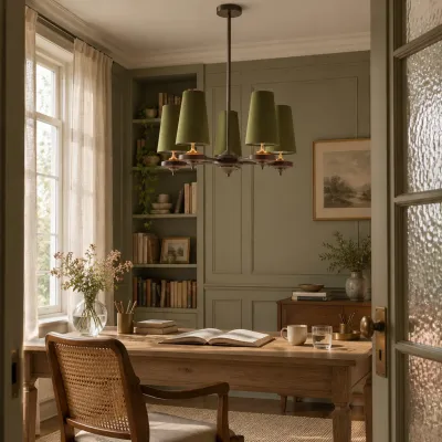 Hour Rho Walnut & Velvet Chandelier