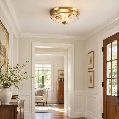 Modern Hammered Glass Flush Mount Ceiling Light