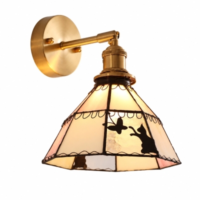Garden Cat Stained Glass Wall Lamp