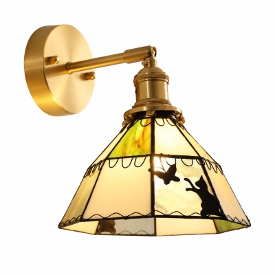 Garden Cat Stained Glass Wall Lamp