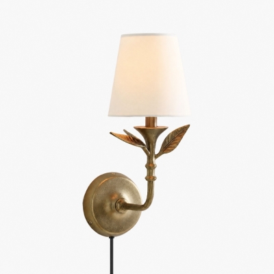 Roven Botanical Plug-in-Wandleuchte mit wei&szlig;em Leinenschirm