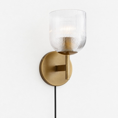 Geribbelde helderglazen cloche plug-in wandkandelaar