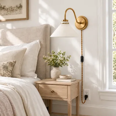 Aurenza Curved Arm Cone Wall Sconce