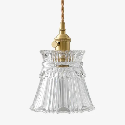 Suspension vintage en verre sculpt&eacute;