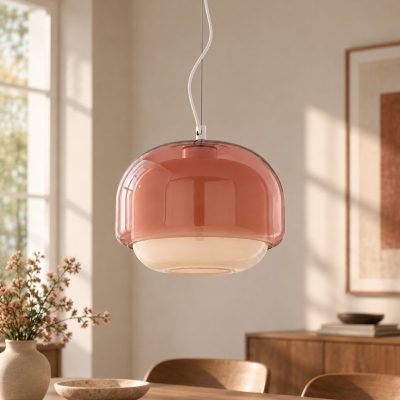 Pericles Zweifarbige Pendelleuchte aus farbigem, strukturiertem Glas mit mattiertem Diffusor f&uuml;r Ess- und Schlafzimmer, 30,5 cm / 12 Zoll