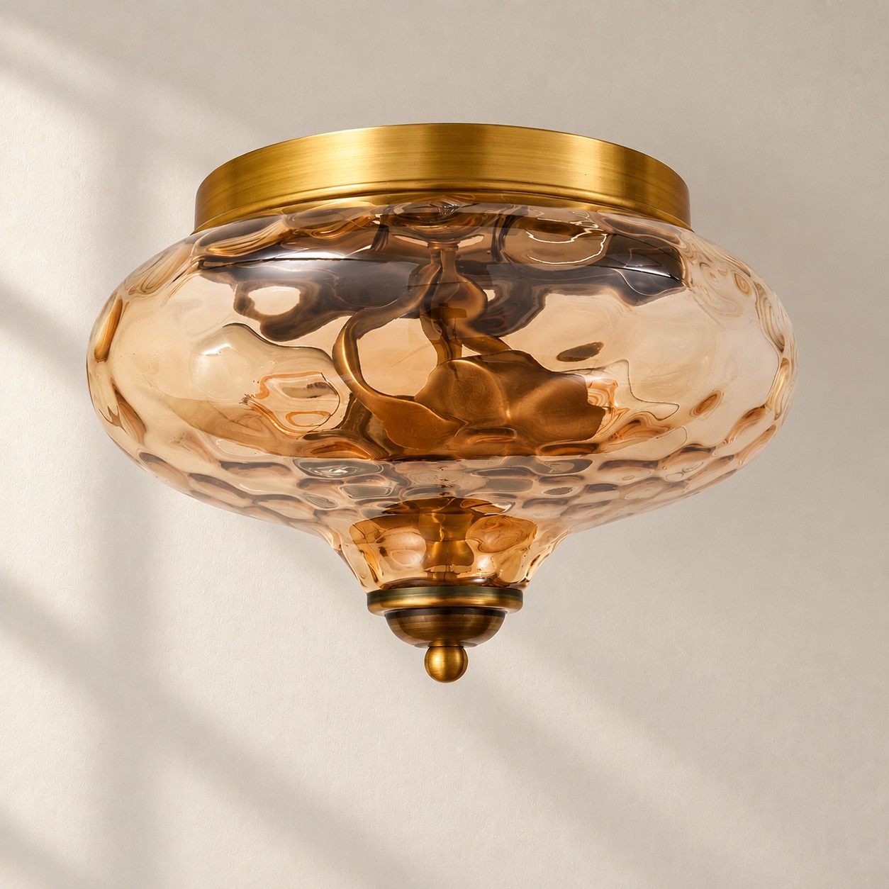 Modern Farmhouse 2-Light Hammered Water Glass Flush Mount Ceiling Light