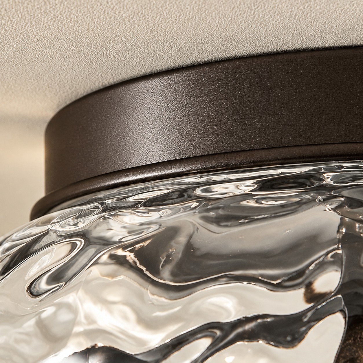 Modern Farmhouse 2-Light Hammered Water Glass Flush Mount Ceiling Light