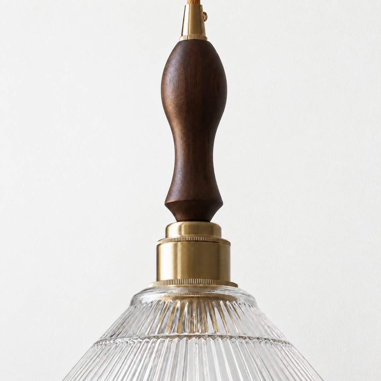 Vintage Ribbed Glass Shade Plug‑in Swag Pendant Light - Hanging Lamp for Dining and Living Room
