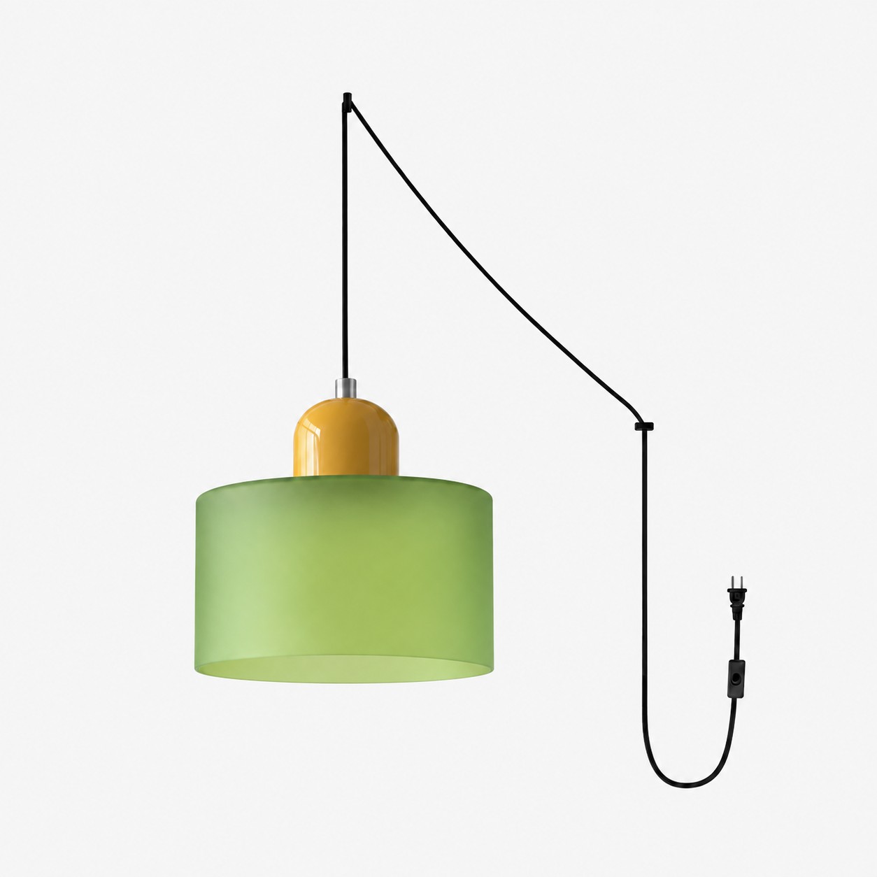 Mid‑Century Macaron Plug‑in Swag Pendant Light - Colorful Shade Hanging Lamp for Home Decor