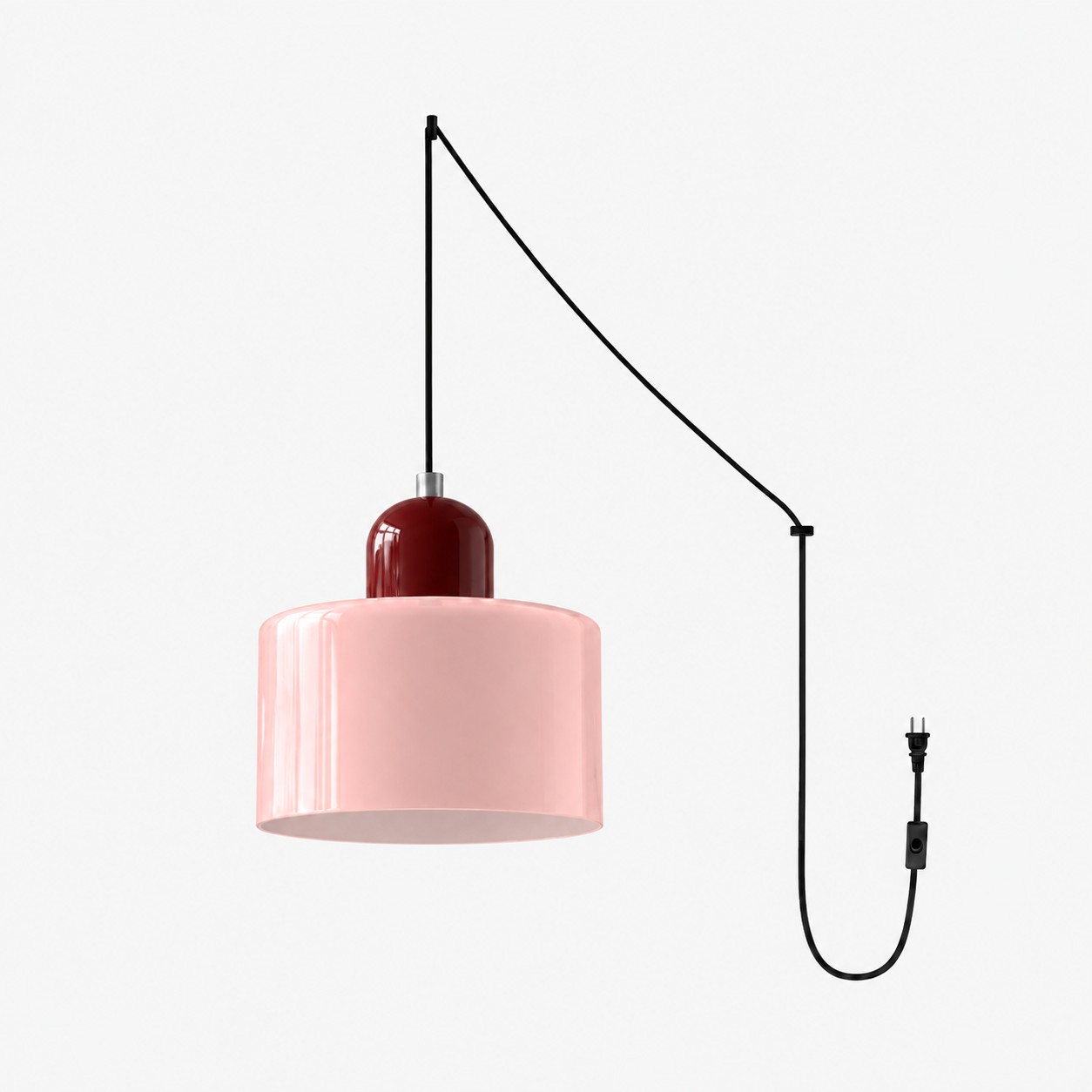 Mid‑Century Macaron Plug‑in Swag Pendant Light - Colorful Shade Hanging Lamp for Home Decor