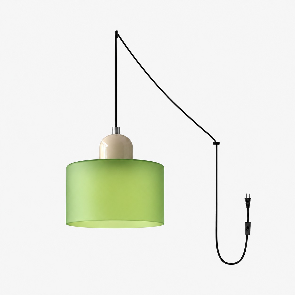 Mid‑Century Macaron Plug‑in Swag Pendant Light - Colorful Shade Hanging Lamp for Home Decor