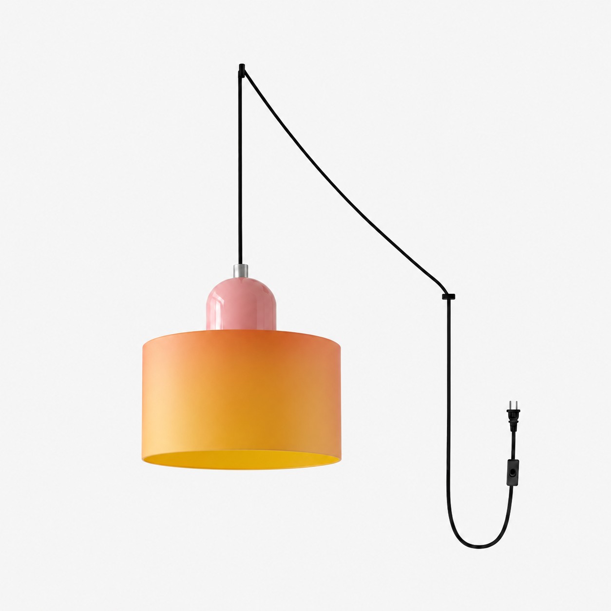 Mid‑Century Macaron Plug‑in Swag Pendant Light - Colorful Shade Hanging Lamp for Home Decor
