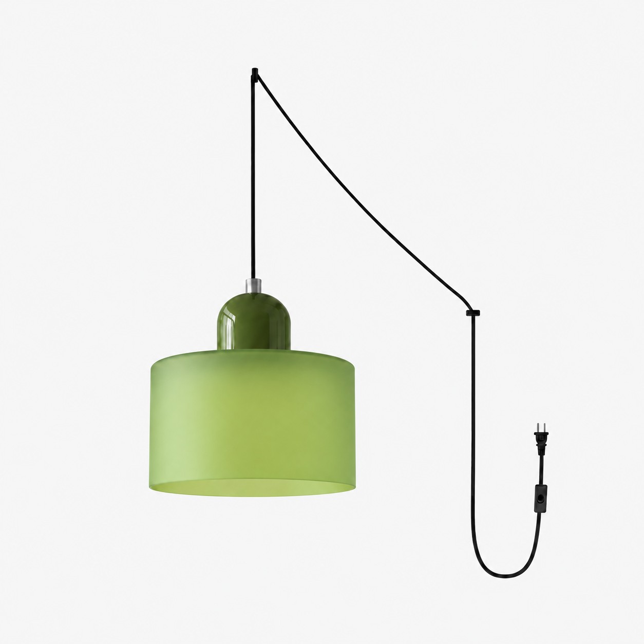 Mid‑Century Macaron Plug‑in Swag Pendant Light - Colorful Shade Hanging Lamp for Home Decor