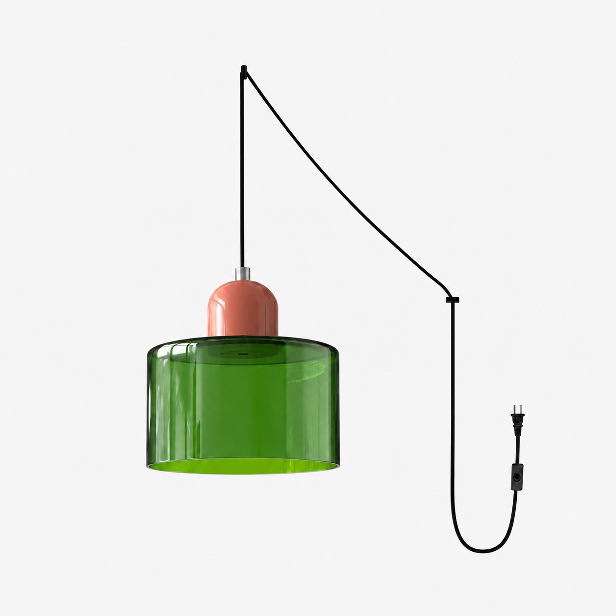 Mid‑Century Macaron Plug‑in Swag Pendant Light - Colorful Shade Hanging Lamp for Home Decor