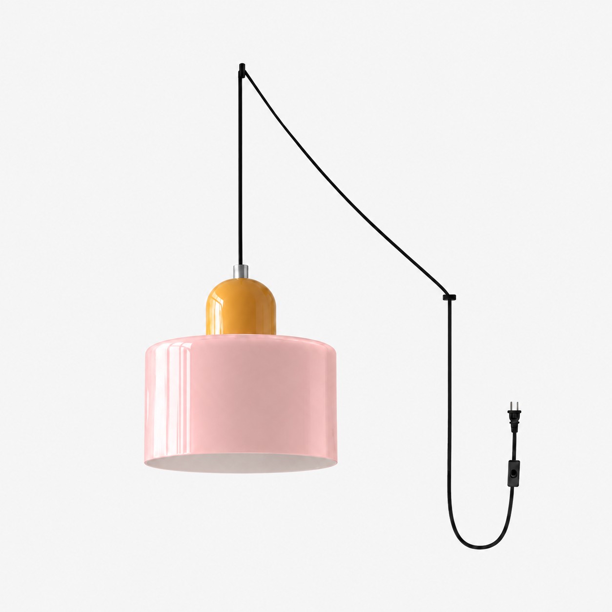 Mid‑Century Macaron Plug‑in Swag Pendant Light - Colorful Shade Hanging Lamp for Home Decor