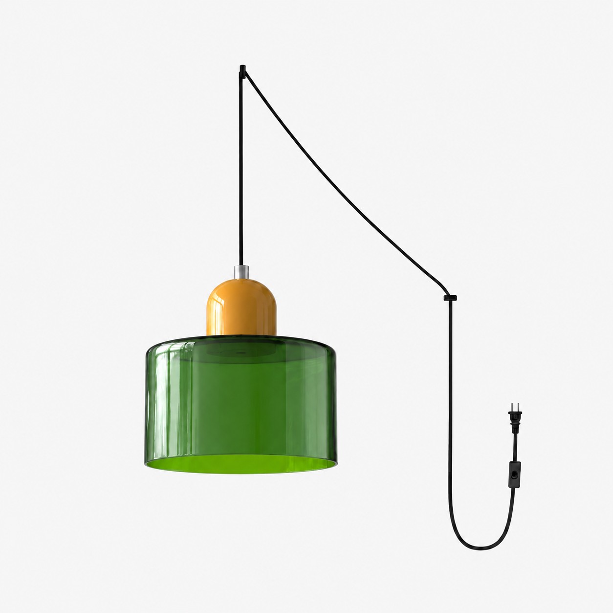 Mid‑Century Macaron Plug‑in Swag Pendant Light - Colorful Shade Hanging Lamp for Home Decor