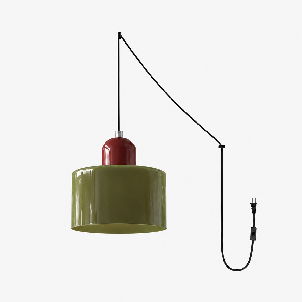 Mid‑Century Macaron Plug‑in Swag Pendant Light - Colorful Shade Hanging Lamp for Home Decor