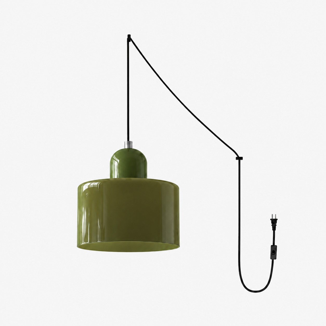 Mid‑Century Macaron Plug‑in Swag Pendant Light - Colorful Shade Hanging Lamp for Home Decor