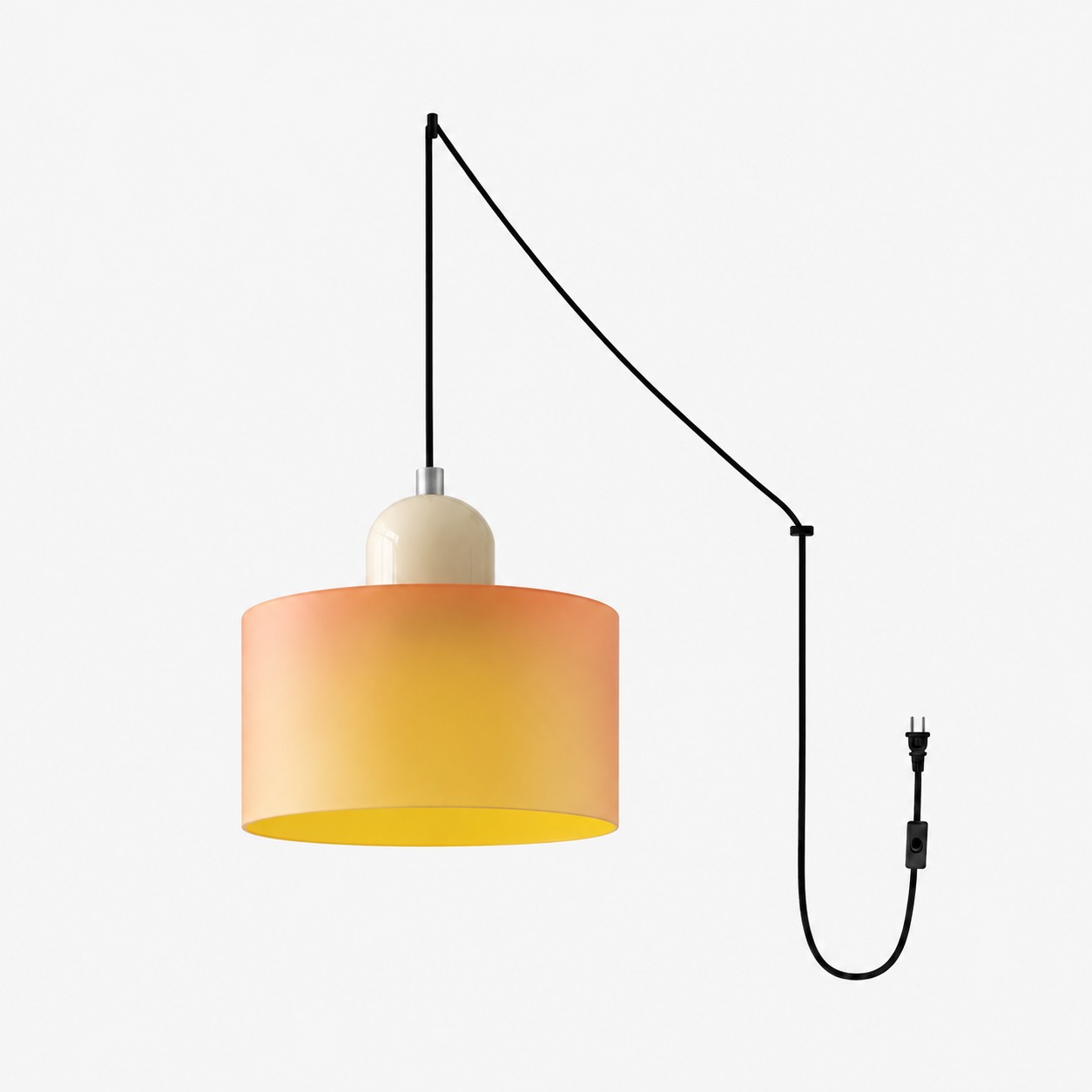 Mid‑Century Macaron Plug‑in Swag Pendant Light - Colorful Shade Hanging Lamp for Home Decor
