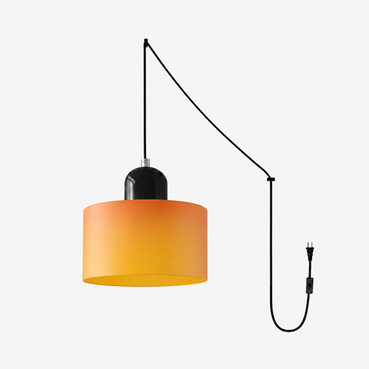 Mid‑Century Macaron Plug‑in Swag Pendant Light - Colorful Shade Hanging Lamp for Home Decor