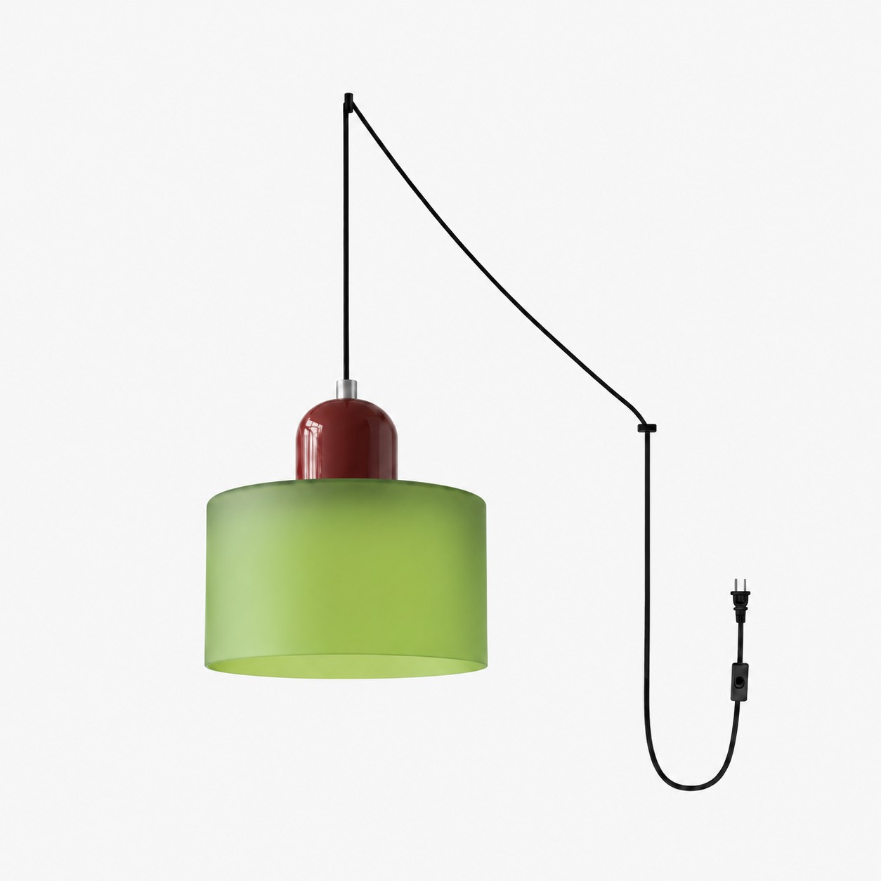 Mid‑Century Macaron Plug‑in Swag Pendant Light - Colorful Shade Hanging Lamp for Home Decor