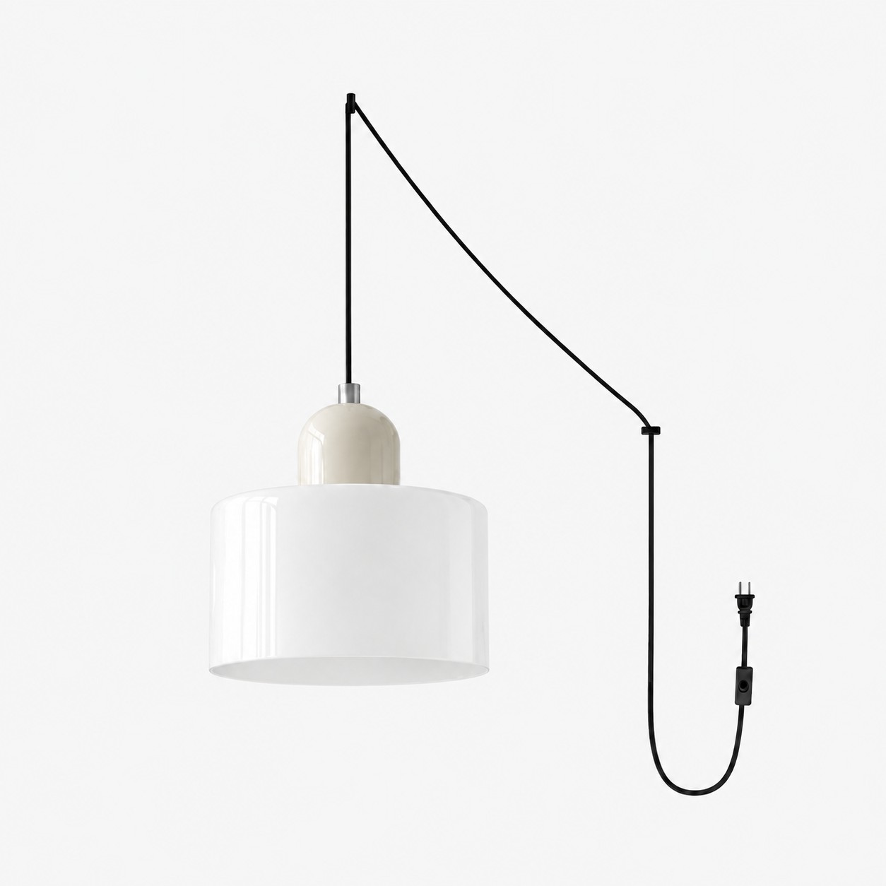 Mid‑Century Macaron Plug‑in Swag Pendant Light - Colorful Shade Hanging Lamp for Home Decor