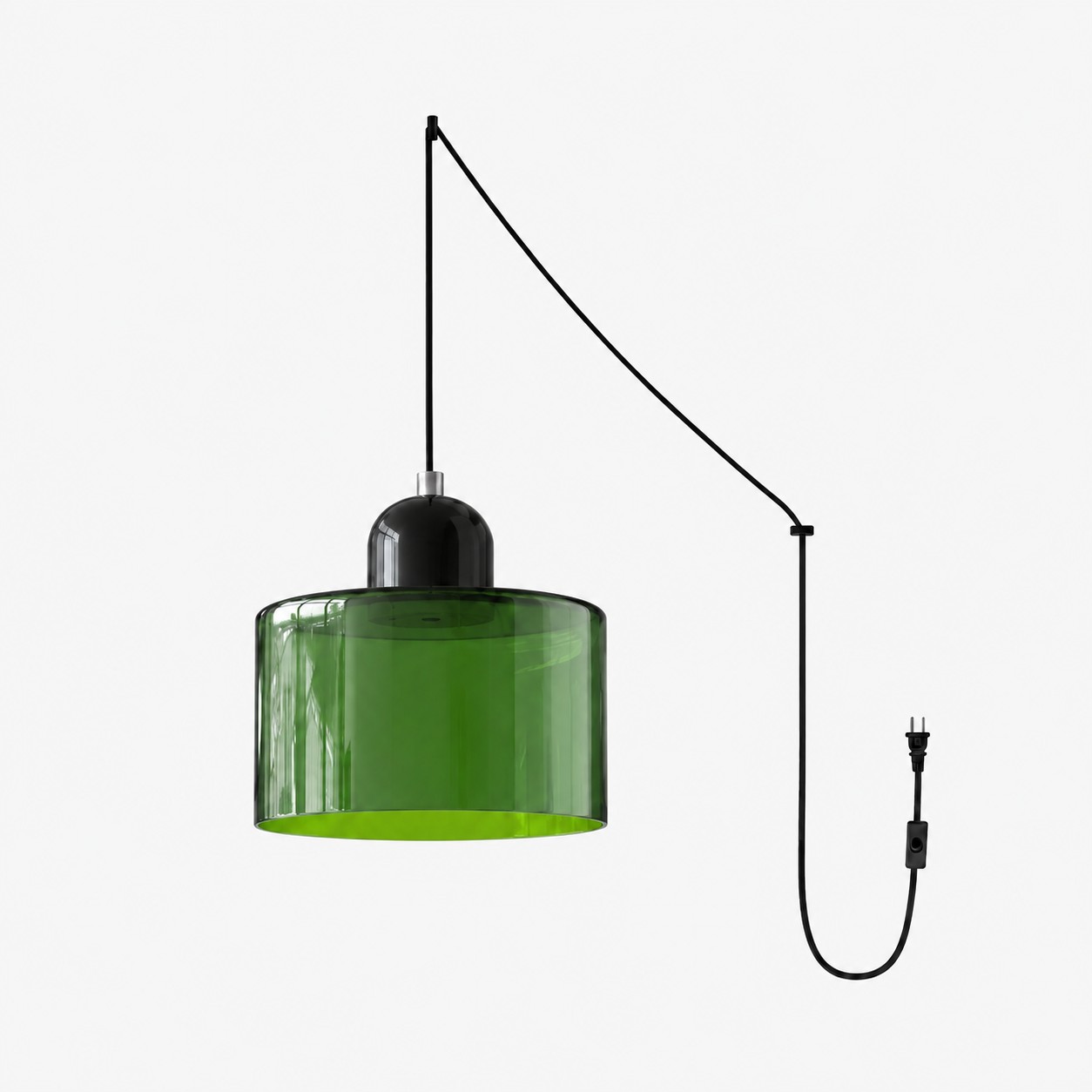 Mid‑Century Macaron Plug‑in Swag Pendant Light - Colorful Shade Hanging Lamp for Home Decor