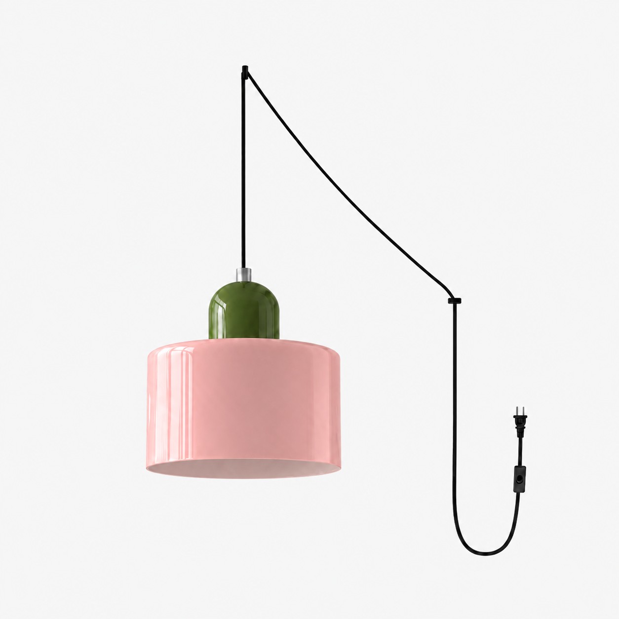 Mid‑Century Macaron Plug‑in Swag Pendant Light - Colorful Shade Hanging Lamp for Home Decor