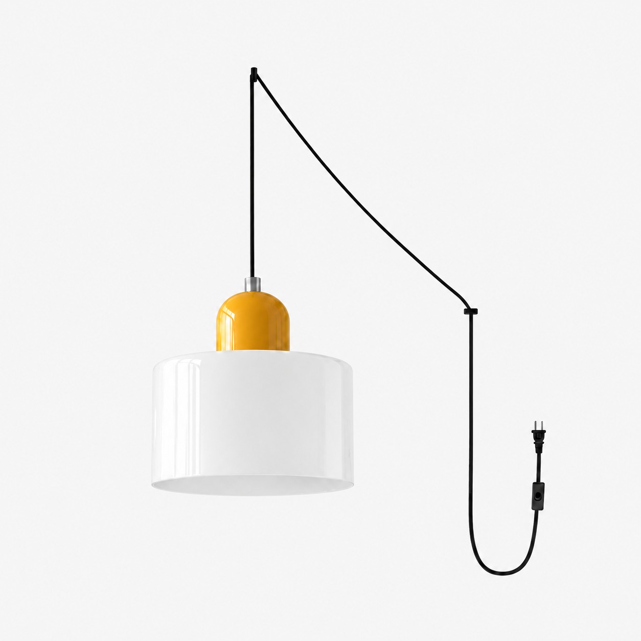 Mid‑Century Macaron Plug‑in Swag Pendant Light - Colorful Shade Hanging Lamp for Home Decor