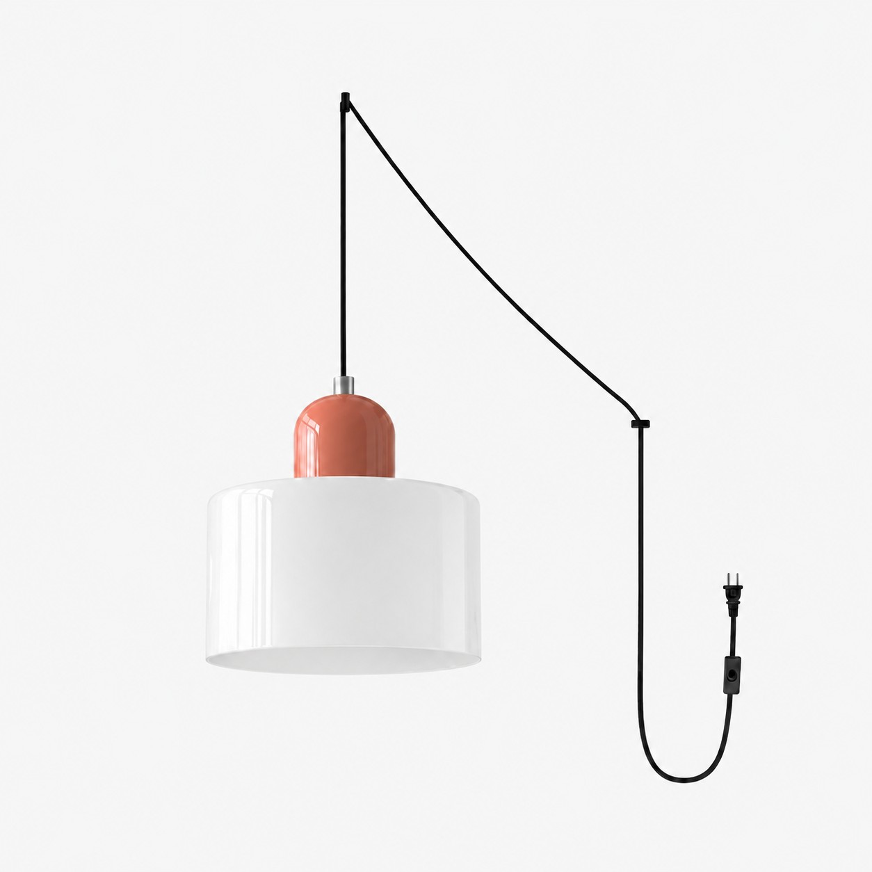 Mid‑Century Macaron Plug‑in Swag Pendant Light - Colorful Shade Hanging Lamp for Home Decor