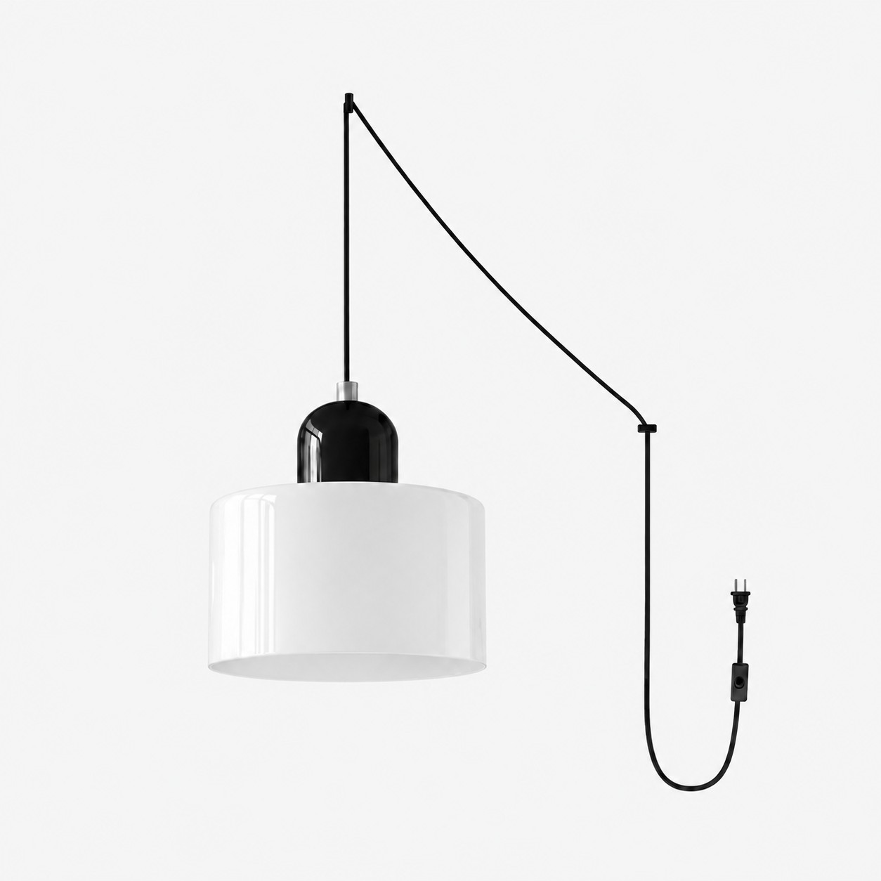 Mid‑Century Macaron Plug‑in Swag Pendant Light - Colorful Shade Hanging Lamp for Home Decor