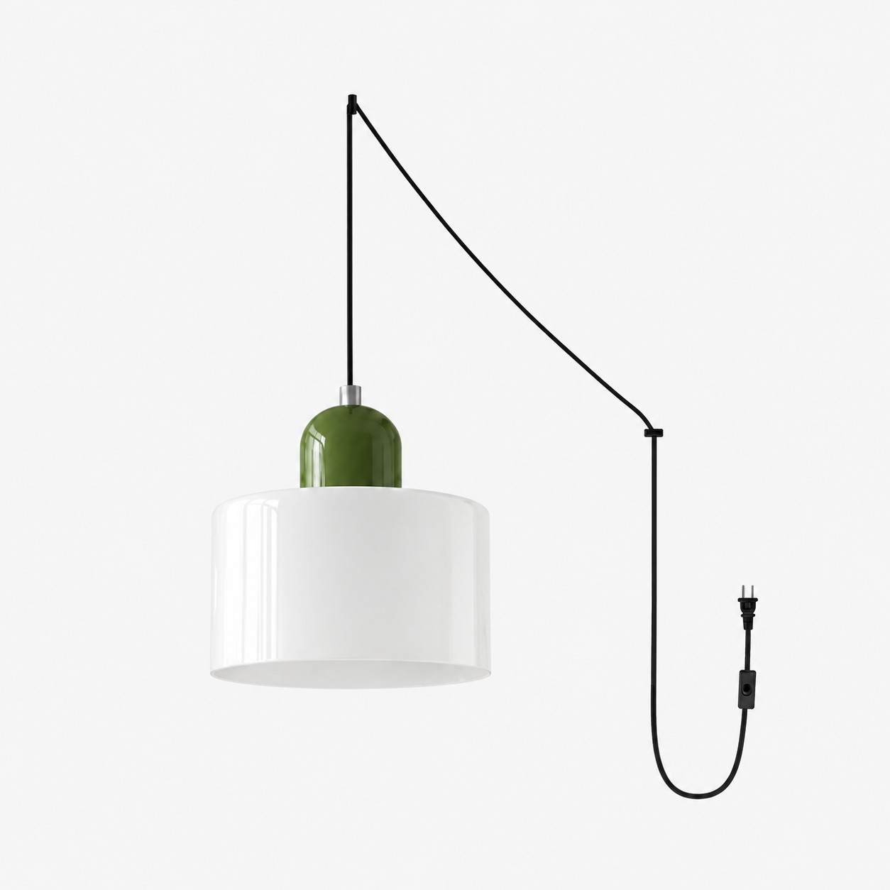 Mid‑Century Macaron Plug‑in Swag Pendant Light - Colorful Shade Hanging Lamp for Home Decor