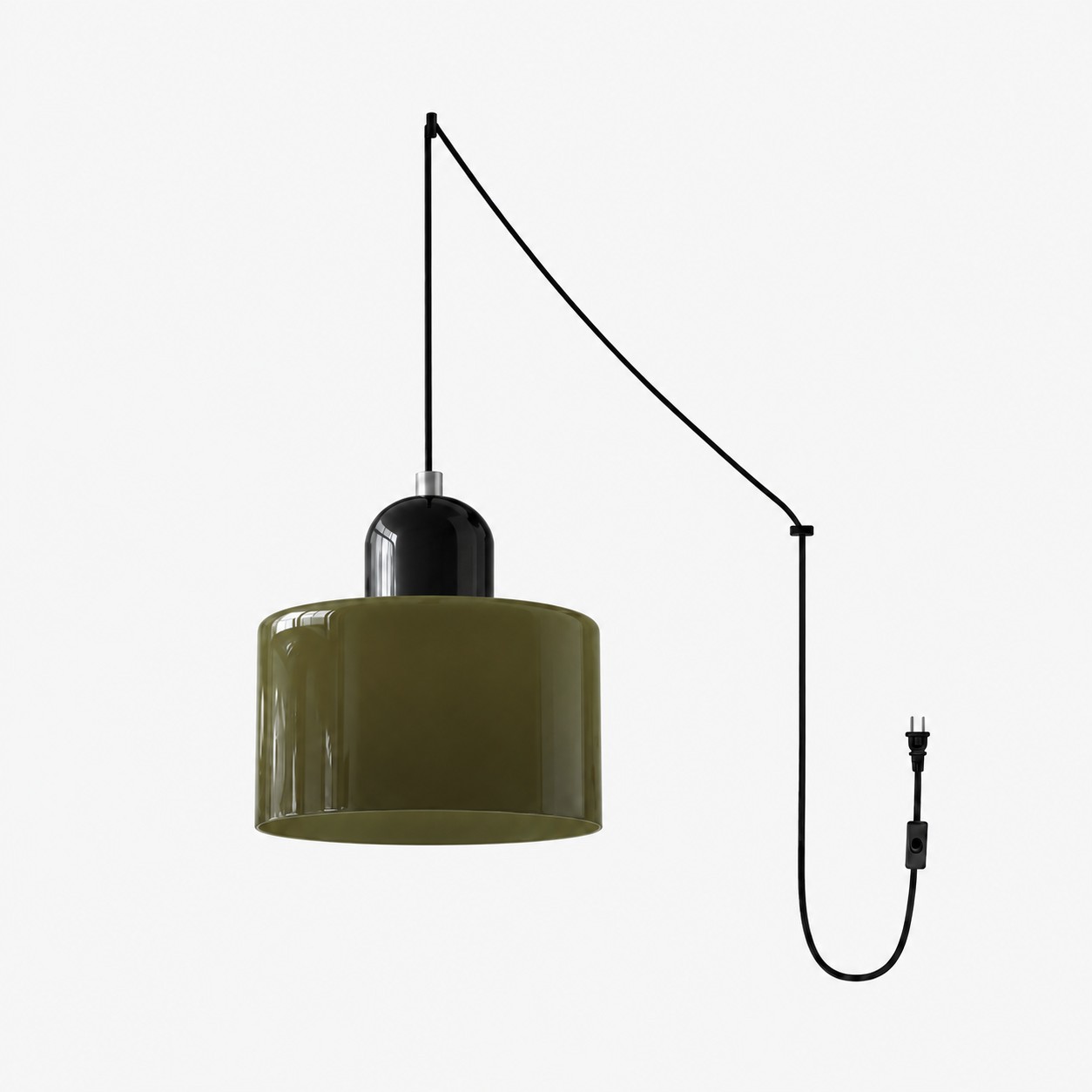 Mid‑Century Macaron Plug‑in Swag Pendant Light - Colorful Shade Hanging Lamp for Home Decor