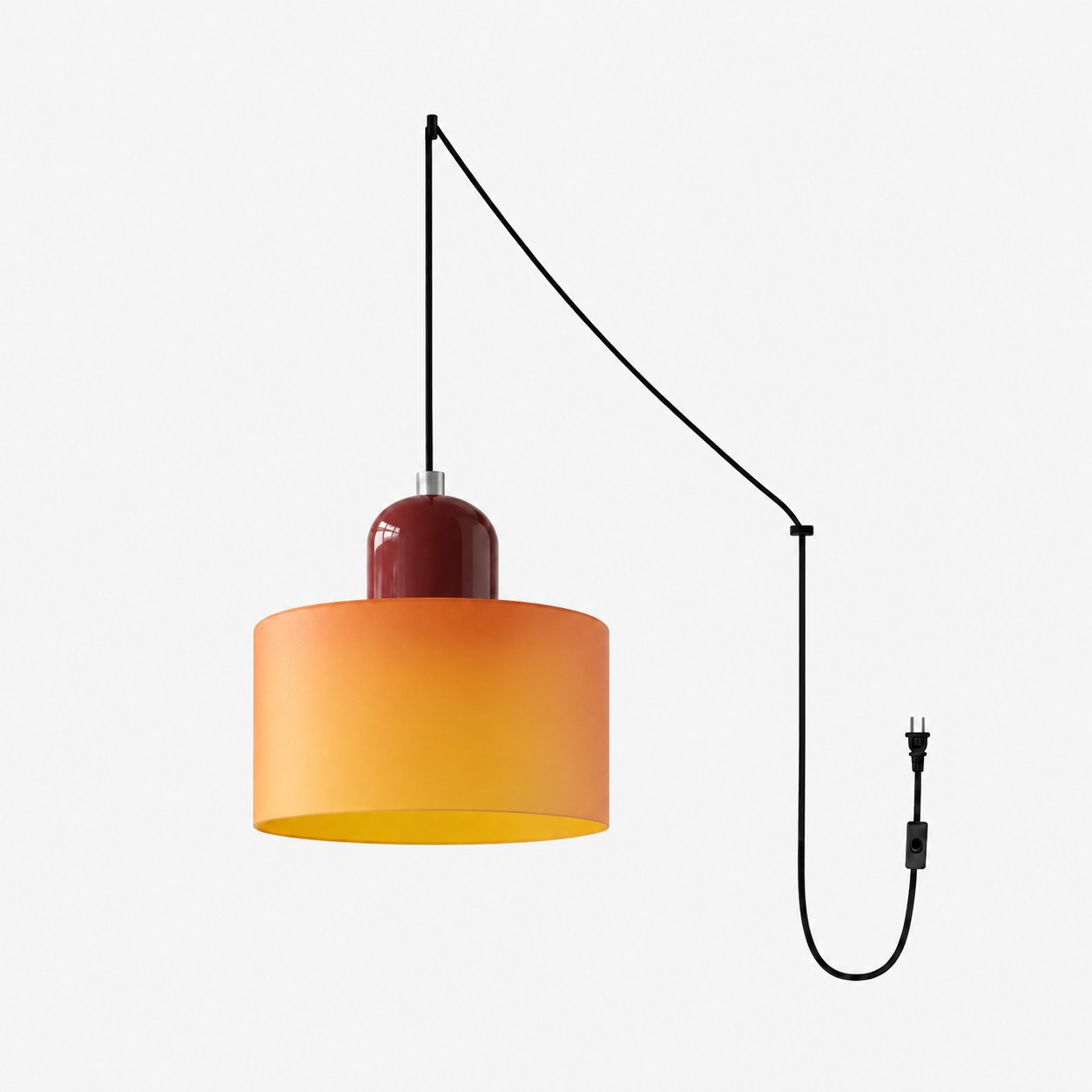 Mid‑Century Macaron Plug‑in Swag Pendant Light - Colorful Shade Hanging Lamp for Home Decor