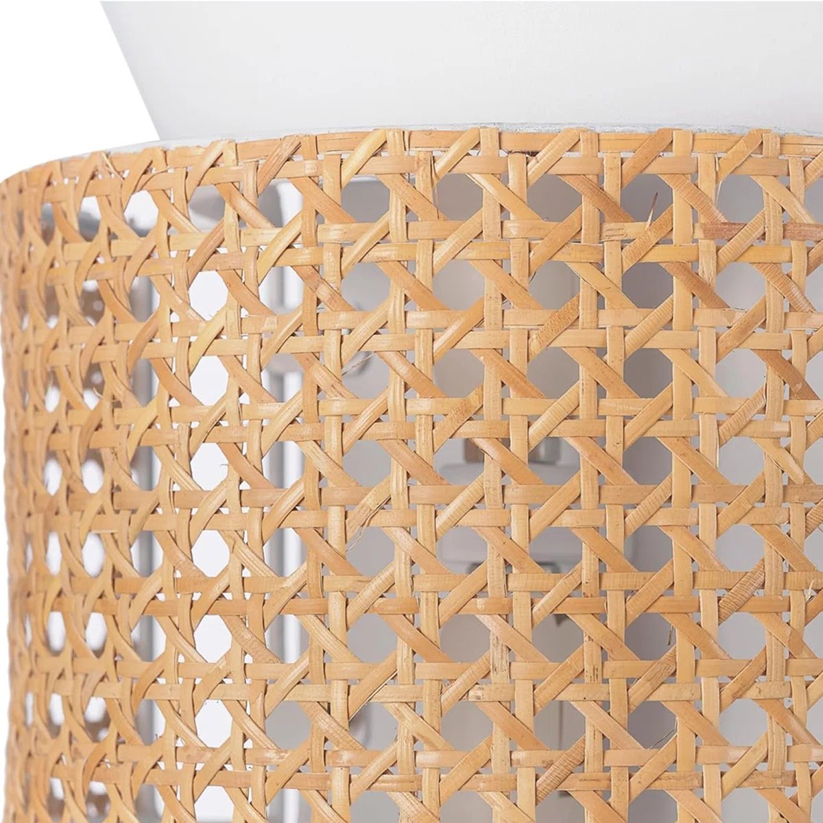 Wandleuchte im K&uuml;sten-Boho-Stil aus Stoff und nat&uuml;rlichem Rattan mit Stecker f&uuml;r Schlafzimmer und Flur