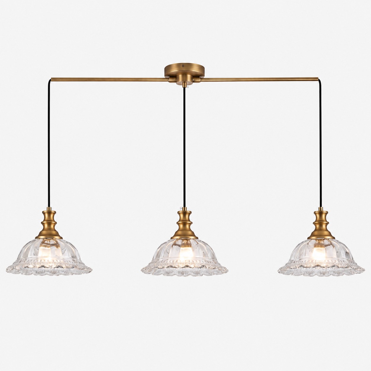 Lampada a sospensione vintage in vetro scanalato per cucina e sala da pranzo