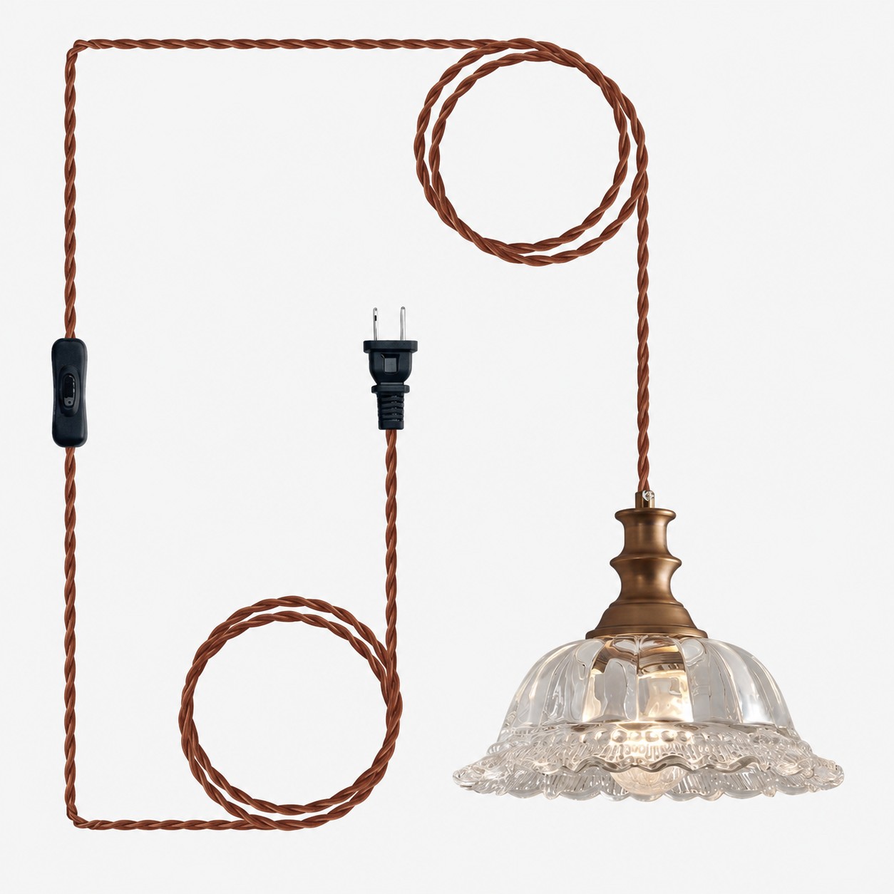 Lampada a sospensione vintage in vetro scanalato per cucina e sala da pranzo