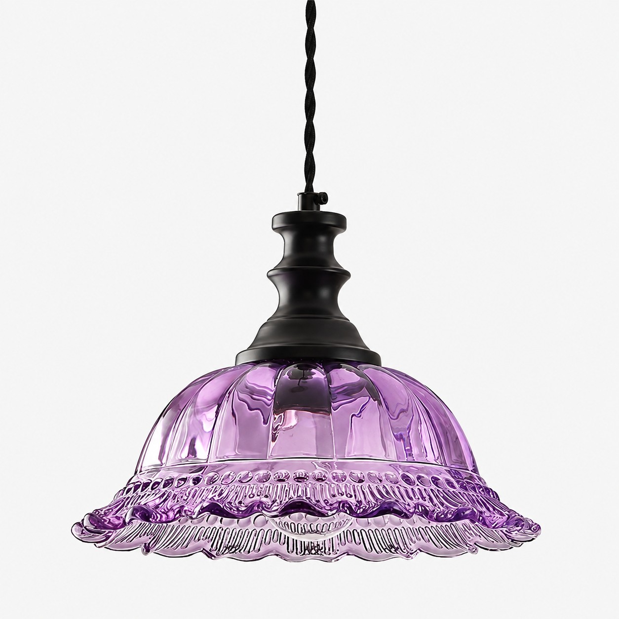 Lampada a sospensione vintage in vetro scanalato per cucina e sala da pranzo