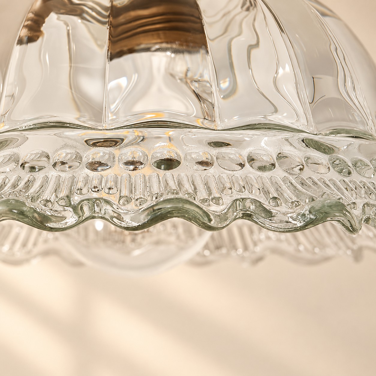 Lampada a sospensione vintage in vetro scanalato per cucina e sala da pranzo
