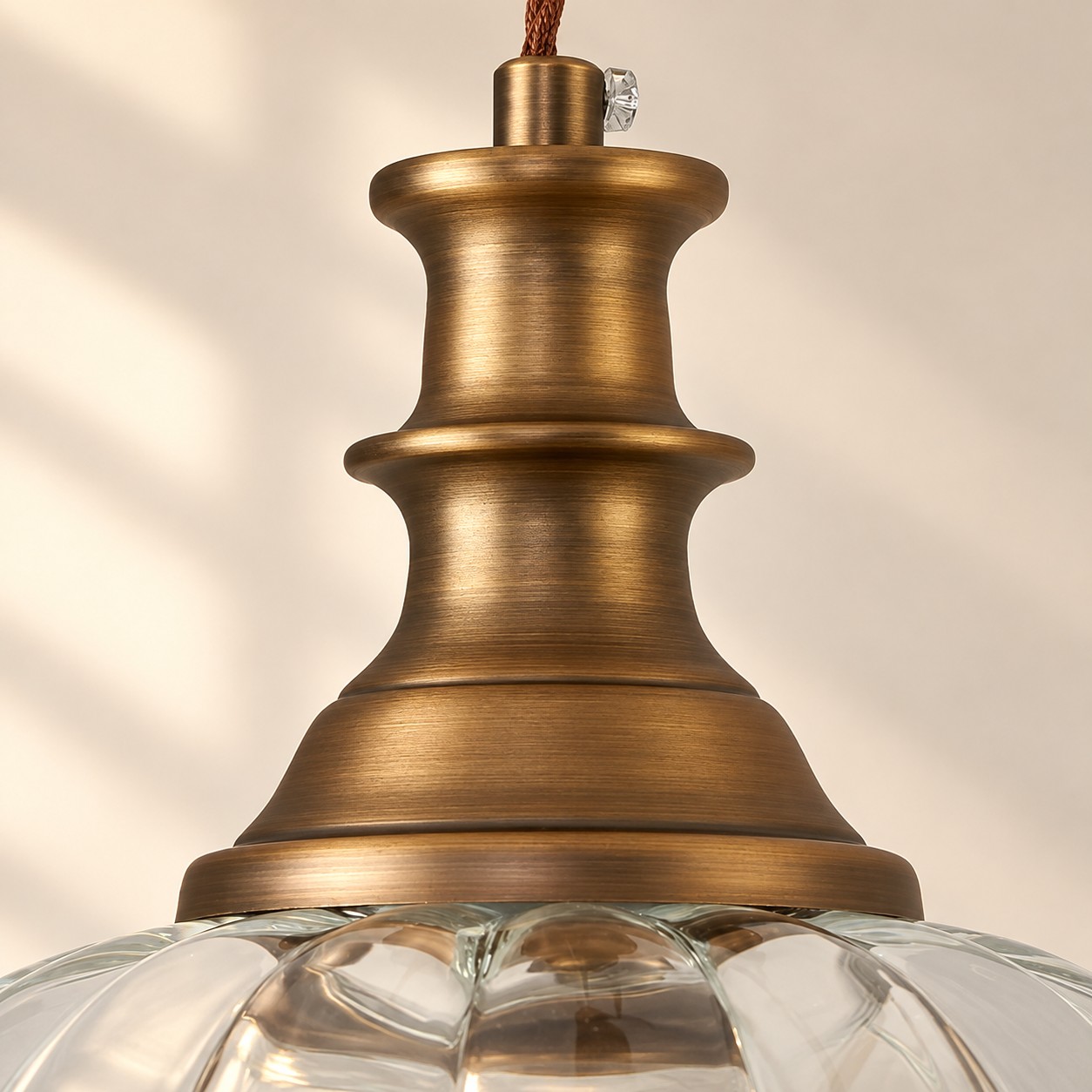 Lampada a sospensione vintage in vetro scanalato per cucina e sala da pranzo