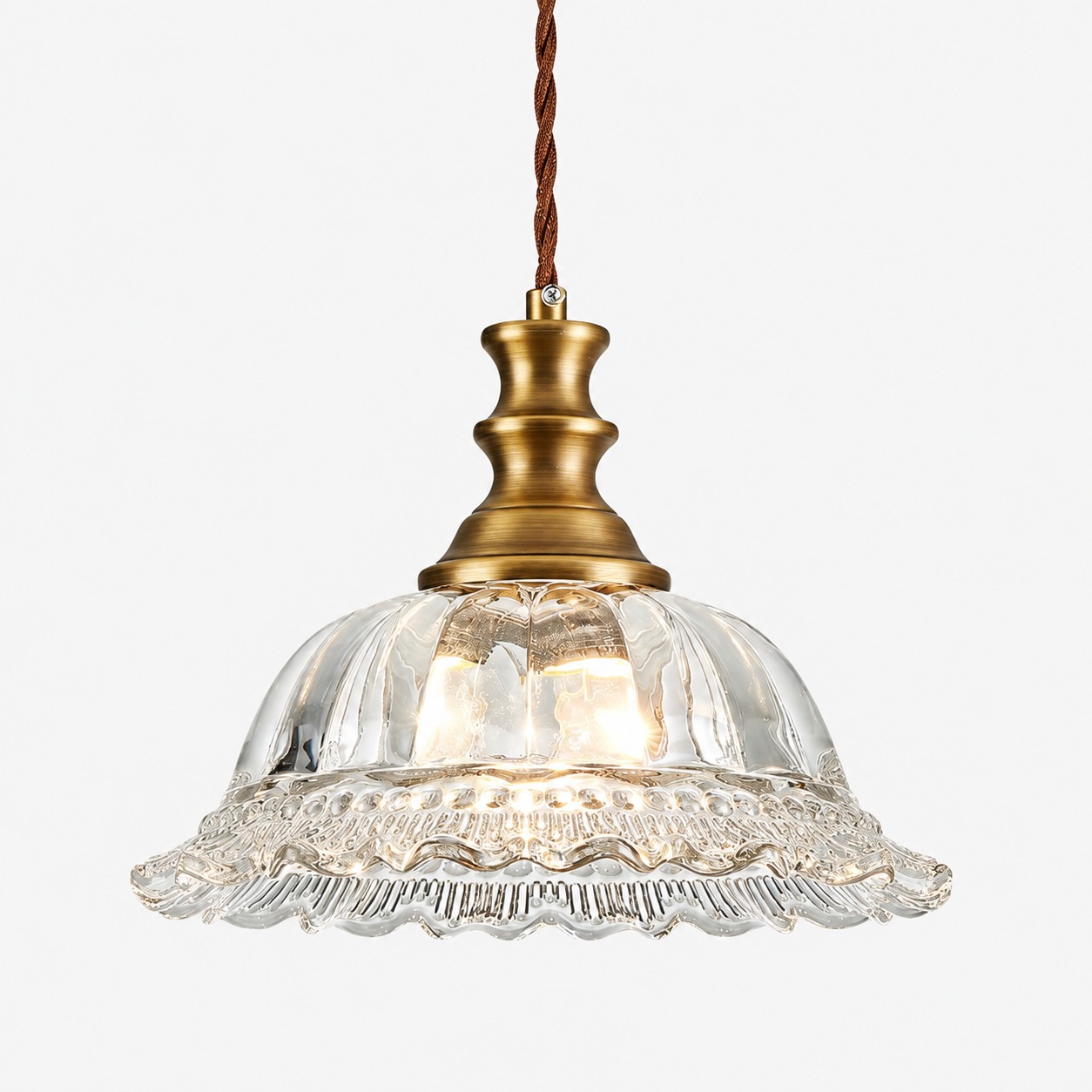 Lampada a sospensione vintage in vetro scanalato per cucina e sala da pranzo