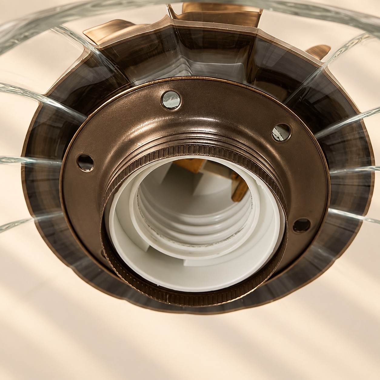 Lampada a sospensione vintage in vetro scanalato per cucina e sala da pranzo