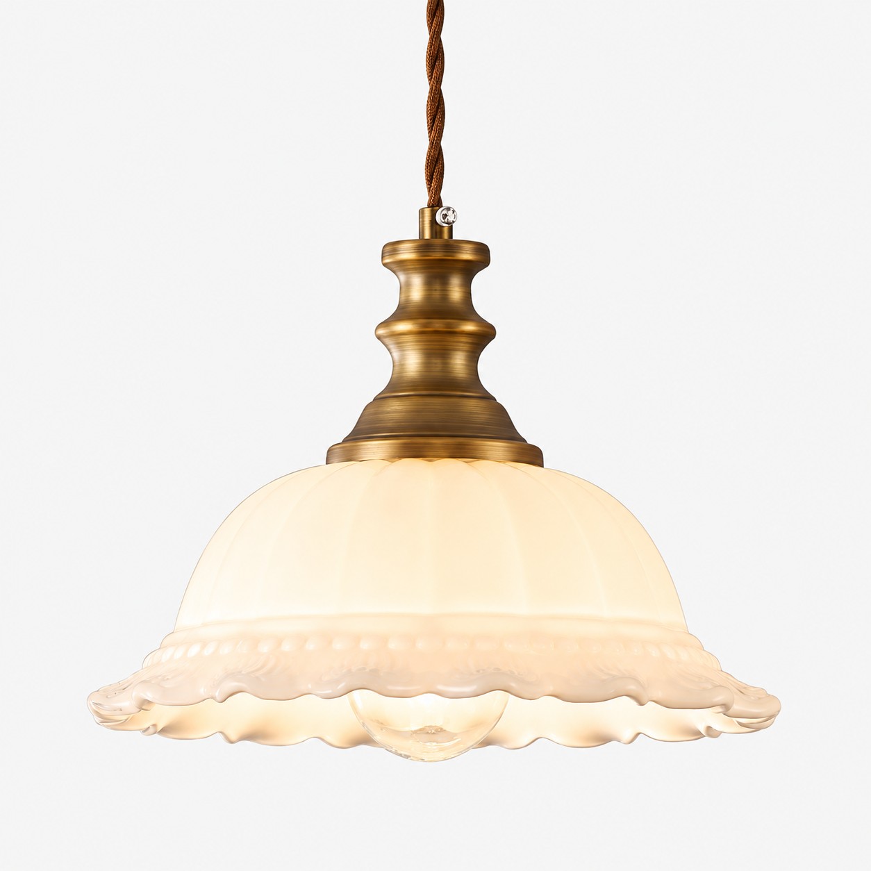 Lampada a sospensione vintage in vetro scanalato per cucina e sala da pranzo