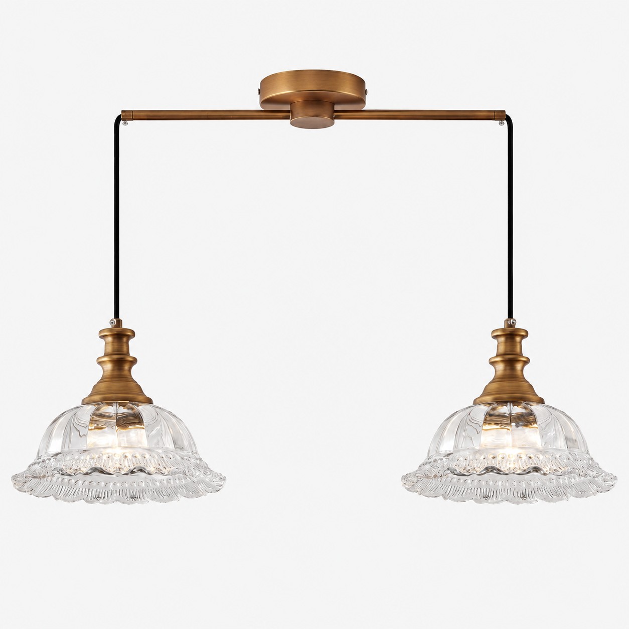 Lampada a sospensione vintage in vetro scanalato per cucina e sala da pranzo