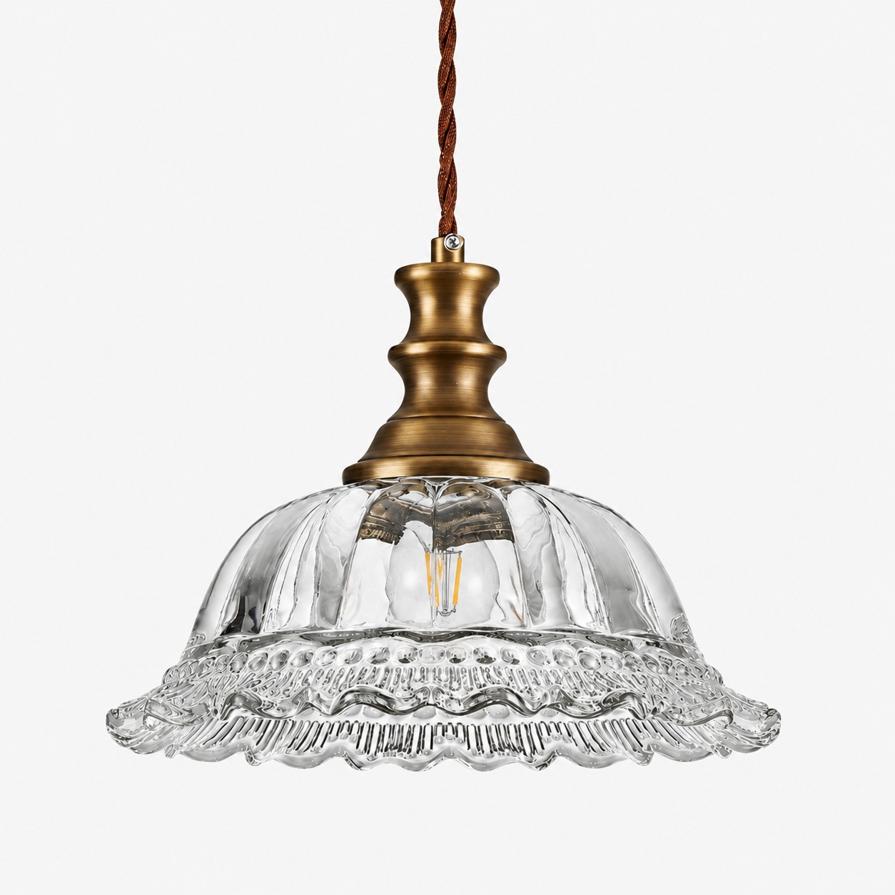 Lampada a sospensione vintage in vetro scanalato per cucina e sala da pranzo