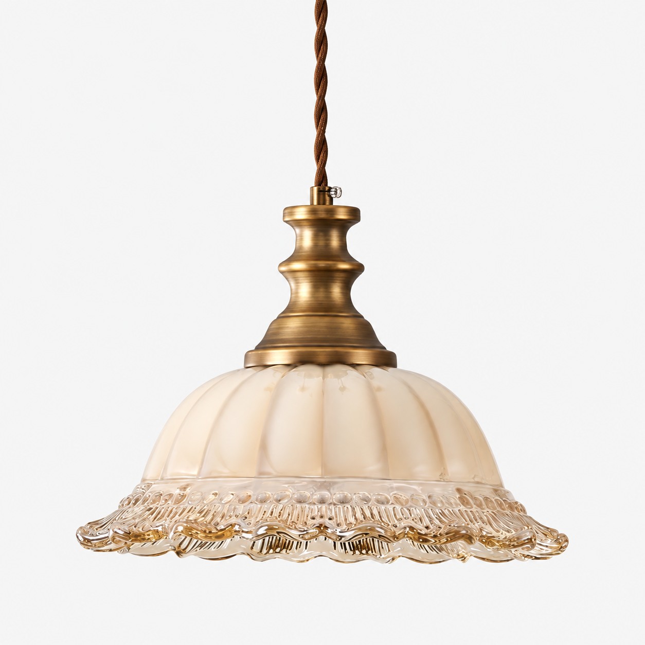 Lampada a sospensione vintage in vetro scanalato per cucina e sala da pranzo