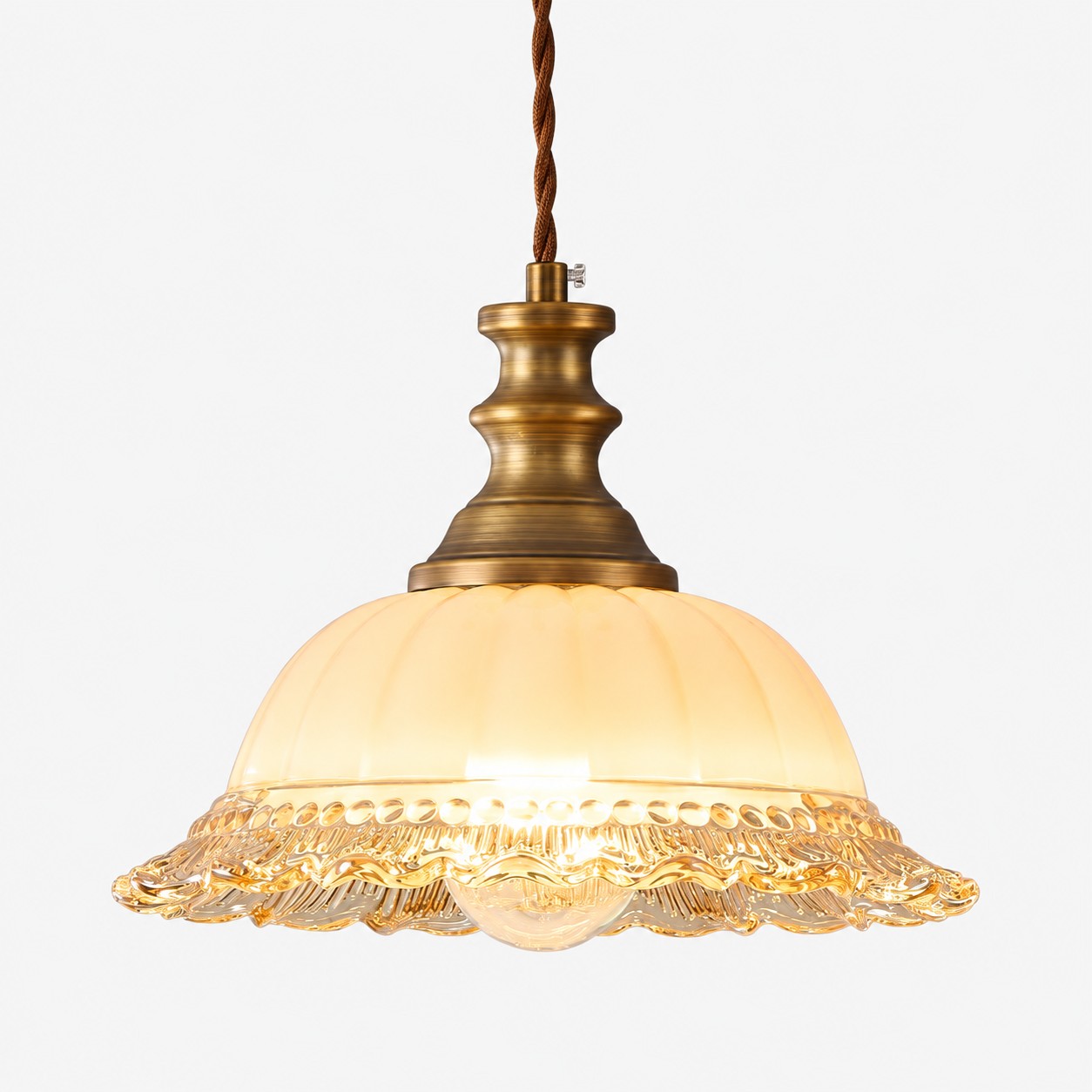 Lampada a sospensione vintage in vetro scanalato per cucina e sala da pranzo