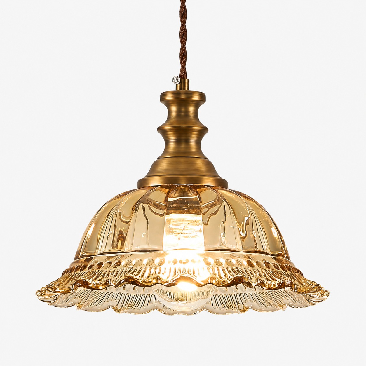 Lampada a sospensione vintage in vetro scanalato per cucina e sala da pranzo